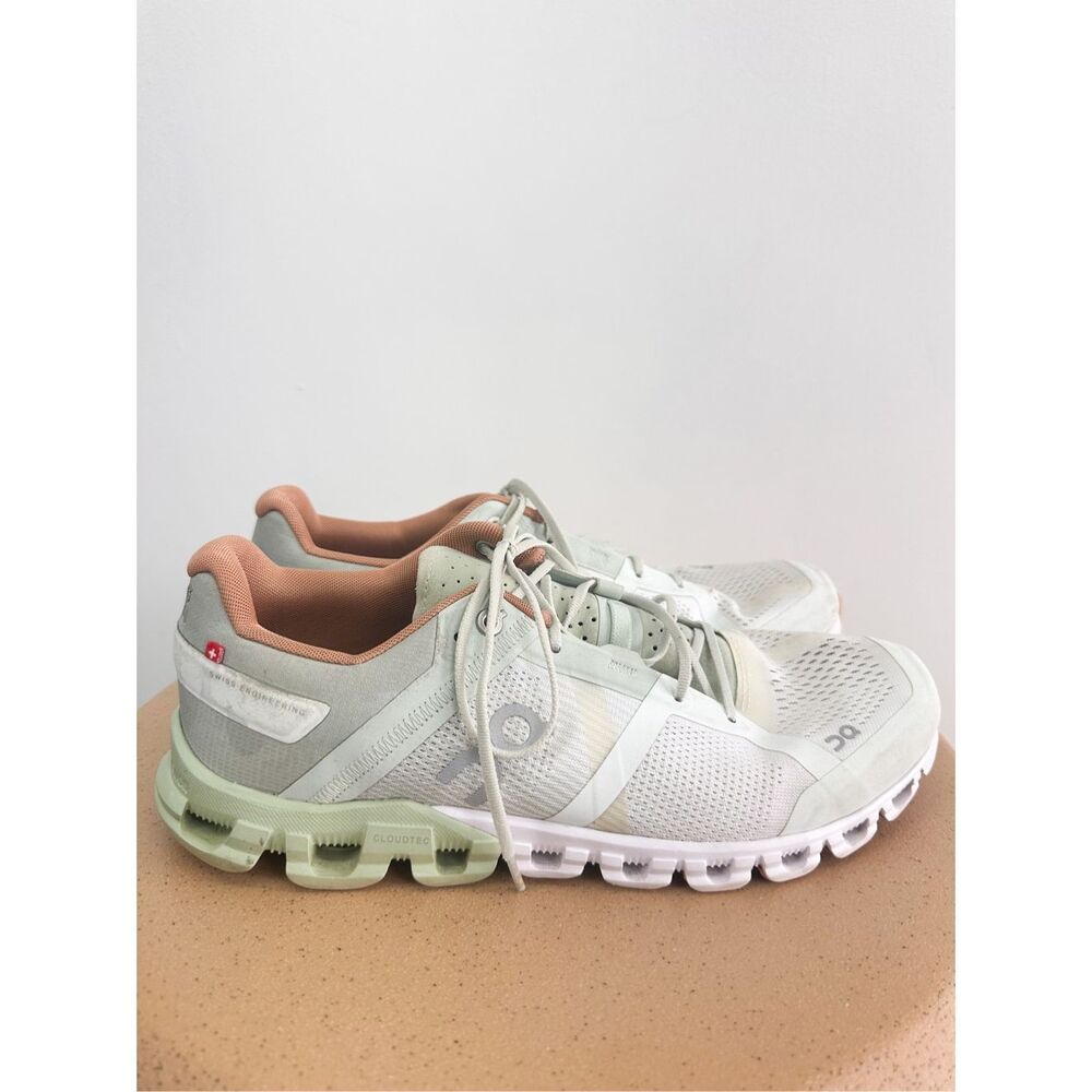 On Running OnCloud Women’s Cloudflow Aloe Green White Lace Up Sneaker